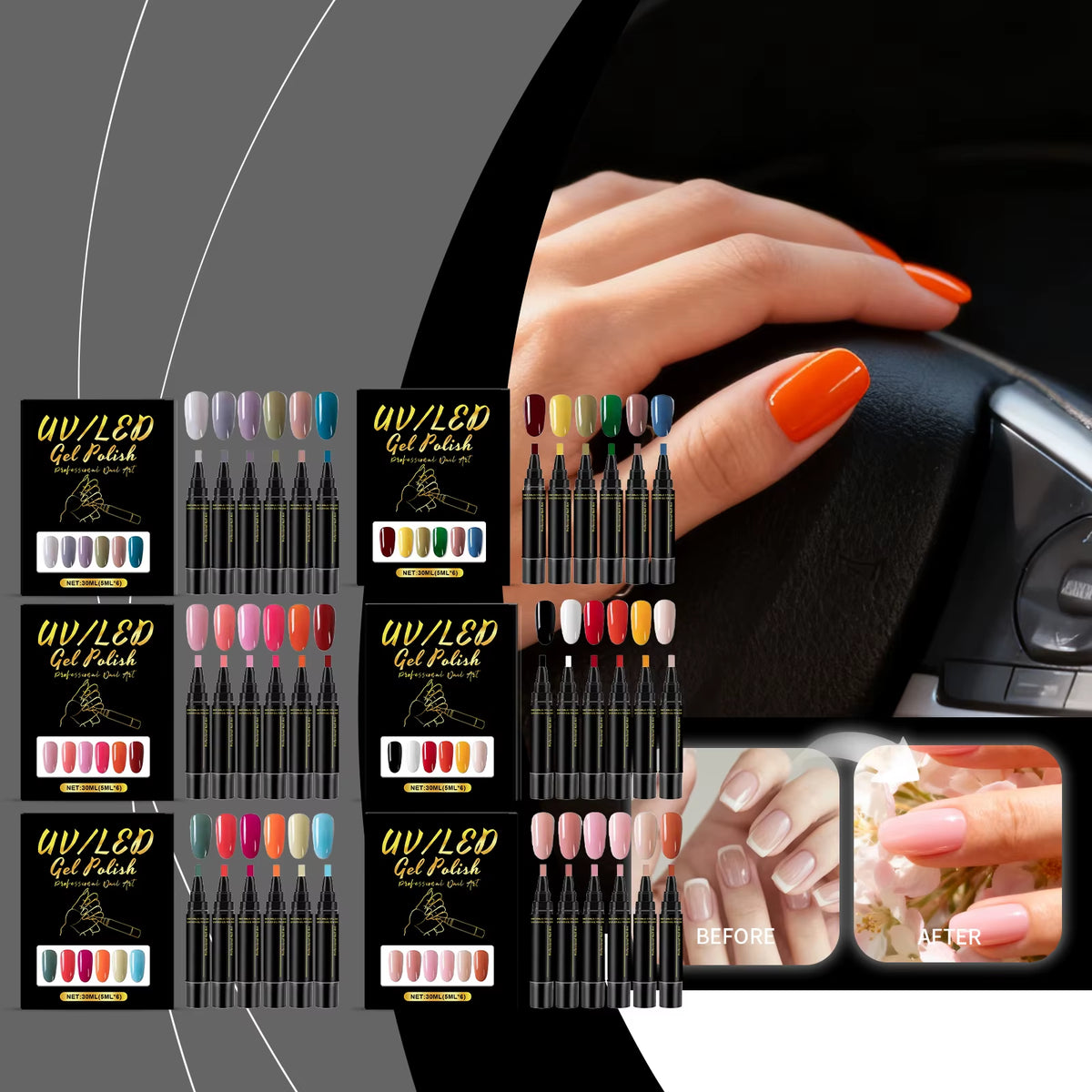 Multicolor Diy Nail Art Pen High Pigment Bright Color Quickly Dry Safe Easy Use Waterproof Painting Tool for Nail Decoration